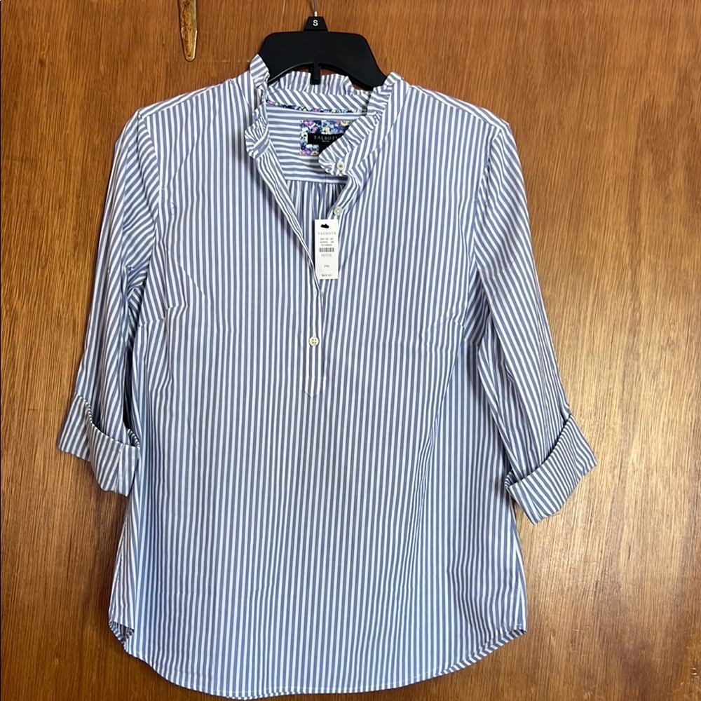 Talbots Blue and White Striped Blouse